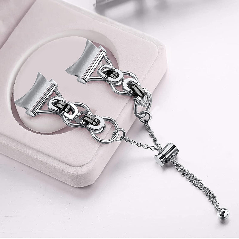 For Samsung Galaxy Watch4 Active 40mm 44mm Watch4 Classic 46mm 42mm Bracelet Wrist Strap Stainless Steel Bead Decor Smart Watch Band For Samsung Galaxy Watch4 Active 40mm 44mm Watch4 Classic 46mm 42mm Bracelet Wrist Strap Stainless Steel Bead Decor Smart Watch Band